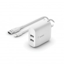 Адаптер питания Belkin DUAL USB 2.4A to Lightning 24W 1м White (WCD001vf1MWH)