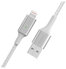 Кабель Belkin BRAIDED Smart LED USB-A - Lightning 1.2м White (CAA007BT04WH)