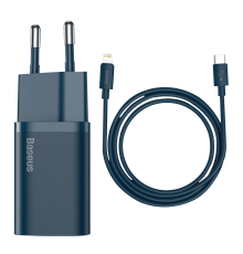 Адаптер Baseus Super Si Quick Charger Type-C 20W з Type-C to Lightning Cable Blue (TZCCSUP-B03)